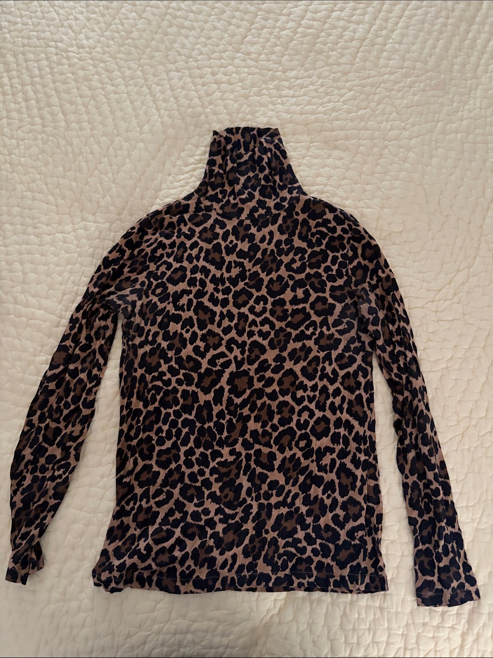 J. Crew Leopard Print Tissue Long sleeve Turtleneck  - Brown/Black